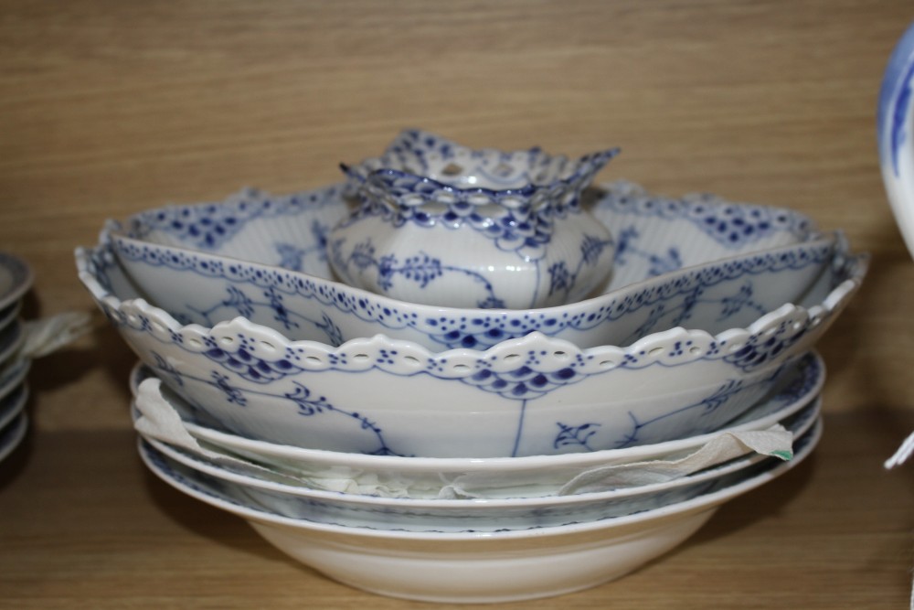 A collection of assorted Royal Copenhagen Blue Fluted tablewares